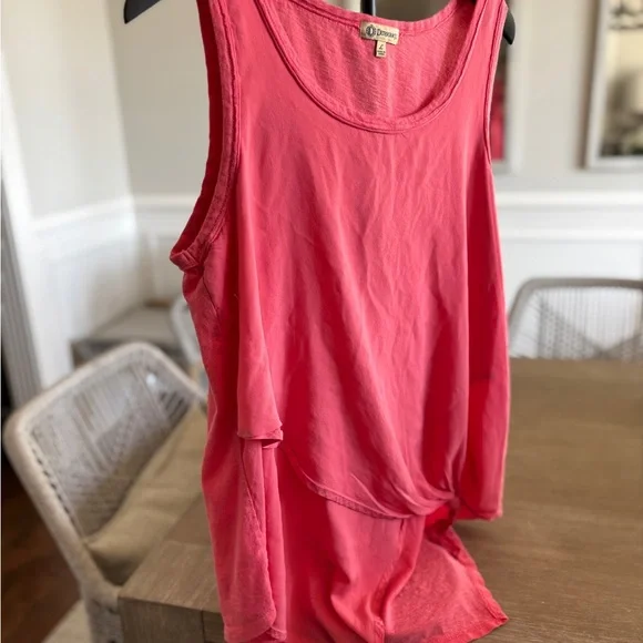 Democracy Coral Tank Top with Knot Accent - Picture 3 of 6